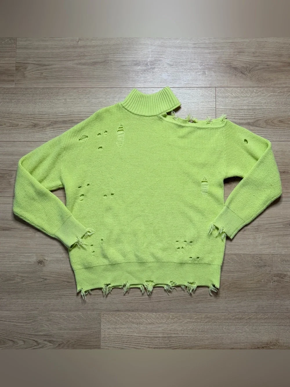 Lover + Friends Arlington Distressed Wool Blend Sweater Size Small